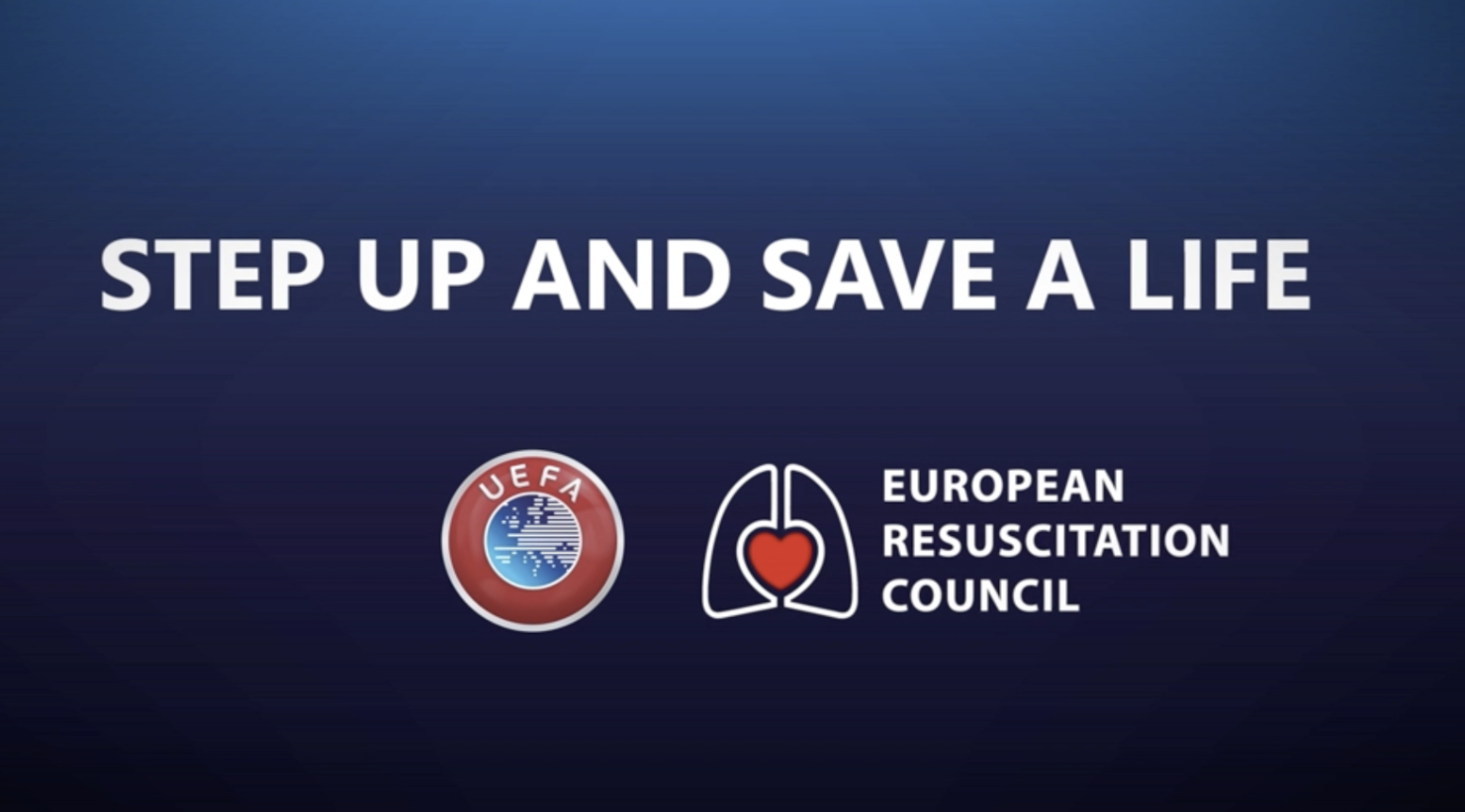 UEFA ERC Saving a Life logo in Blue Background