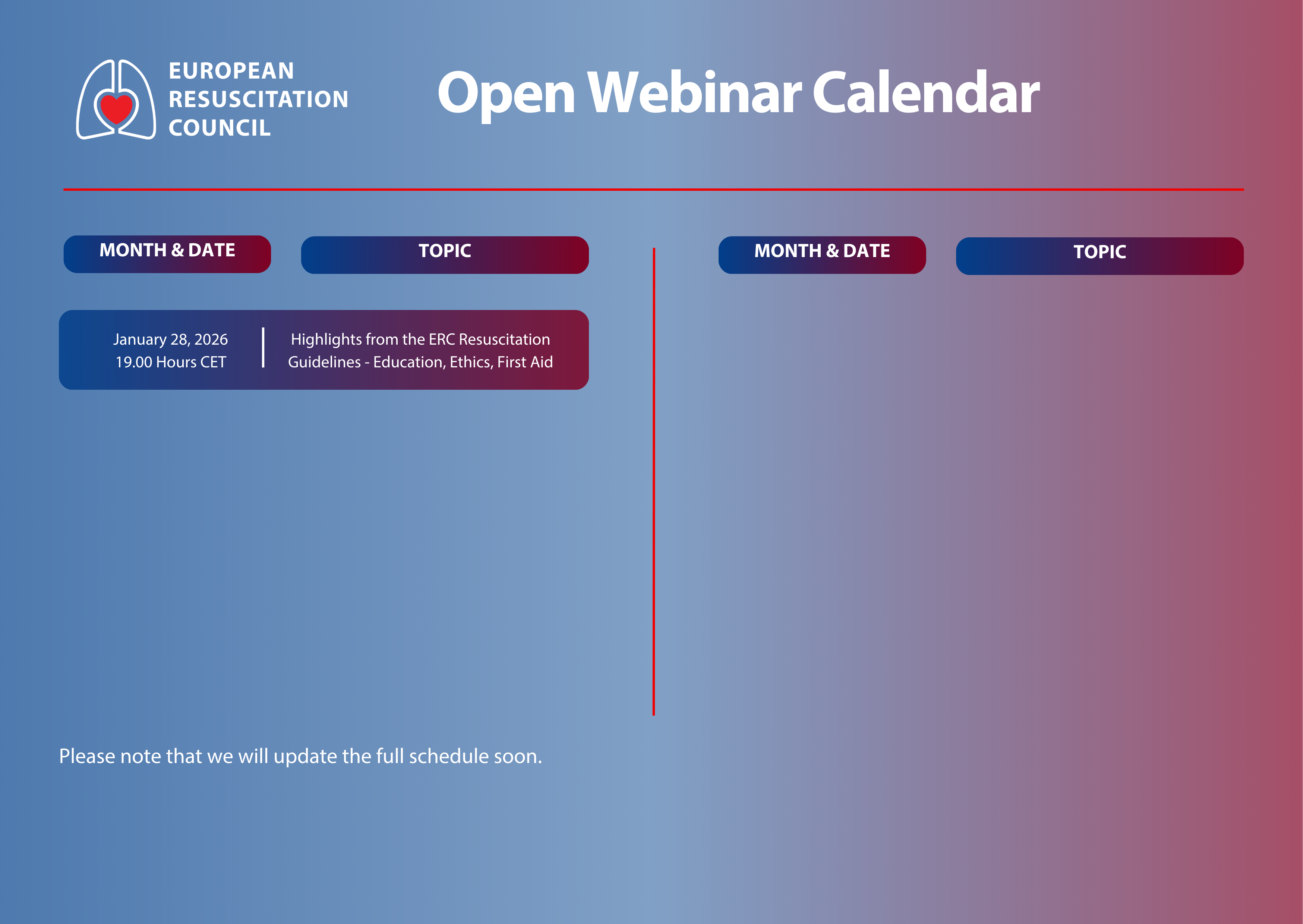 Open Webinar Calendar